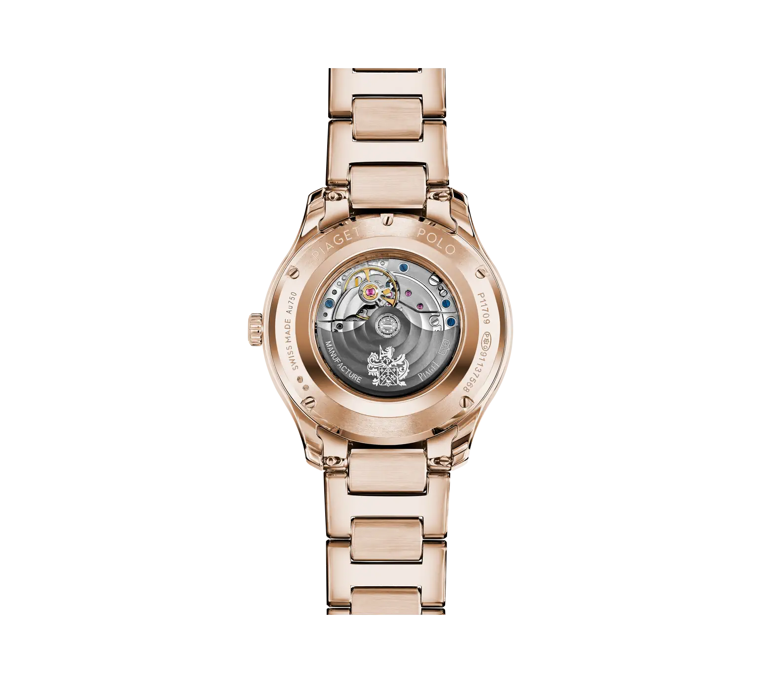 Back View Of Piaget Polo Signature Date Watch Rose Gold.