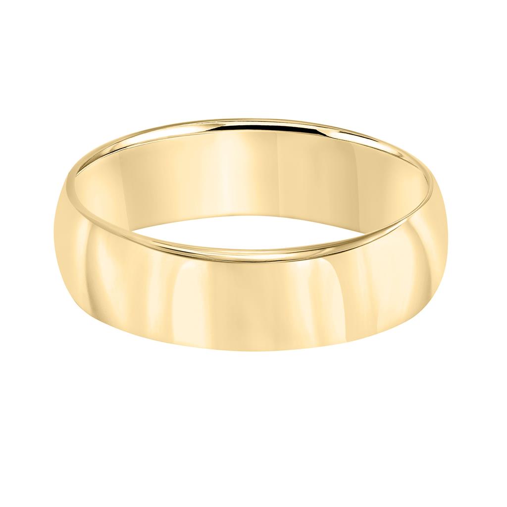Low Dome Yellow Gold Plain Wedding Band 6MM