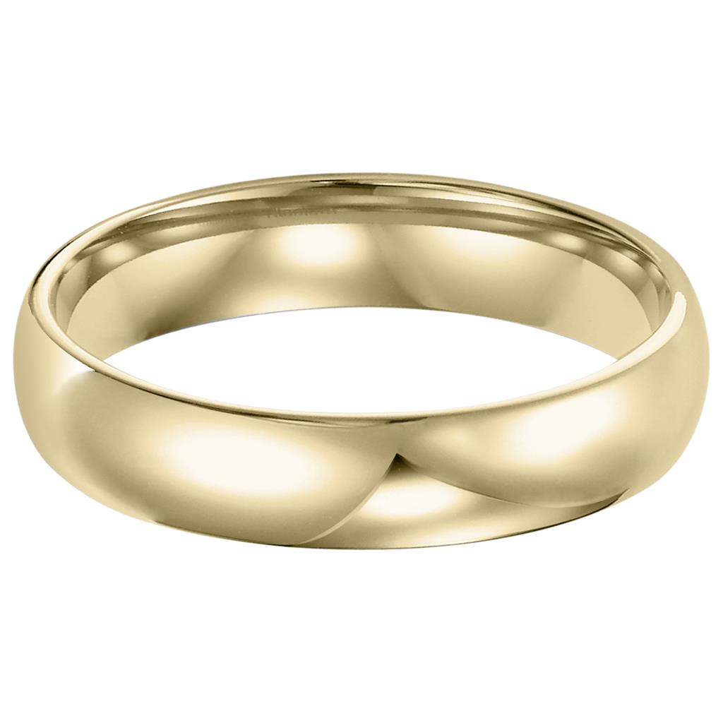 Low Dome Comfort Fit Plain Yellow Gold Wedding Band 4MM