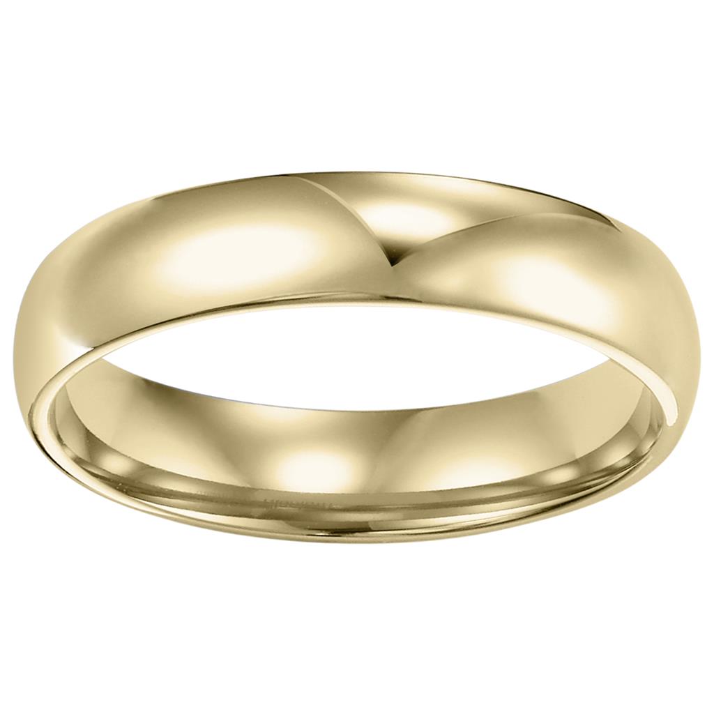 Low Dome Comfort Fit Plain Yellow Gold Wedding Band 4MM