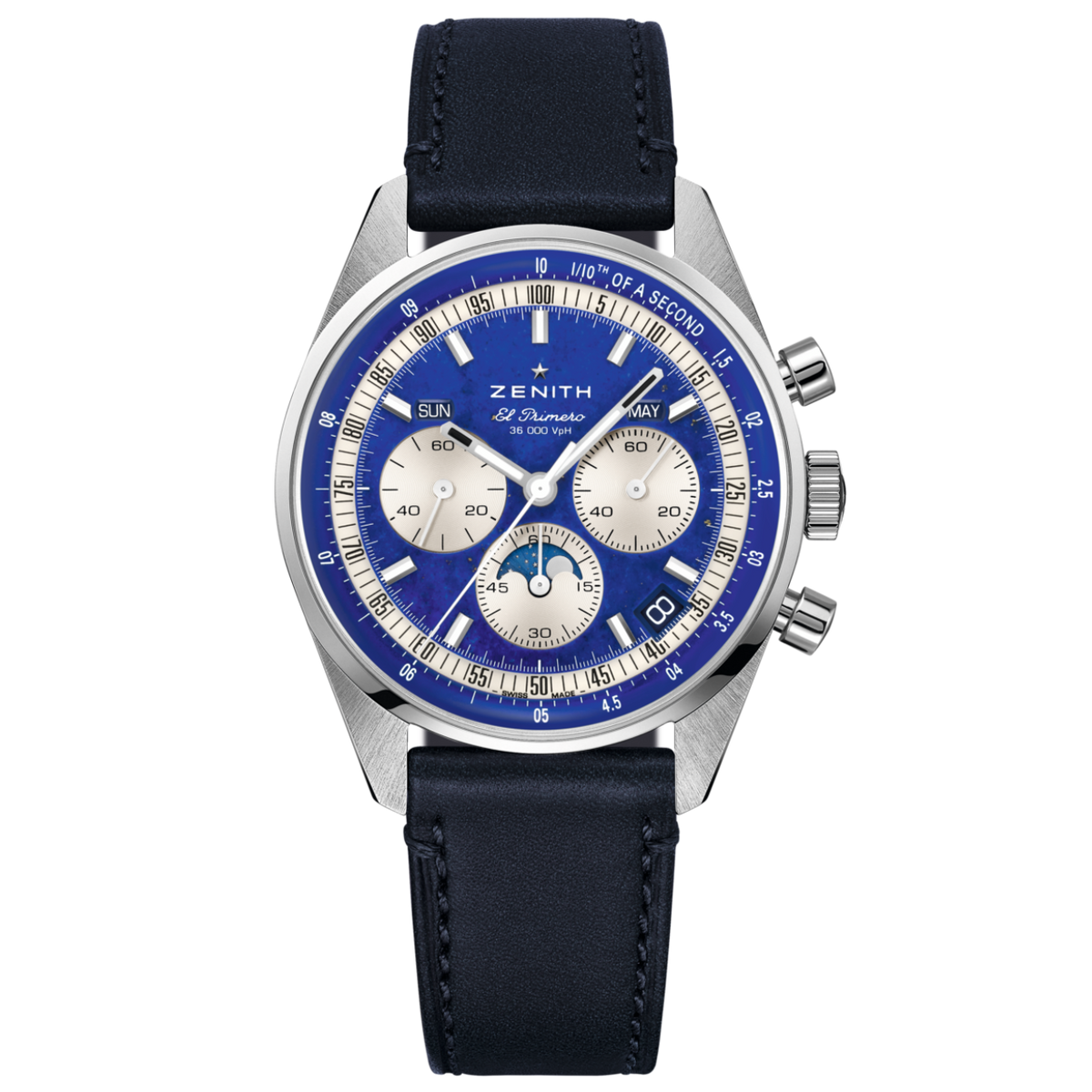 Zenith Chronomaster Original Triple Calendar Lapis Lazuli 38mm 03.3400.3610/51.C910 blue leather strap option