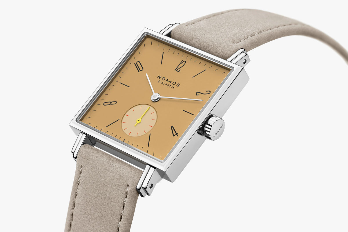 NOMOS Glashütte Tetra Ochra Manual Wind 27.5mm 437 dial angle shot