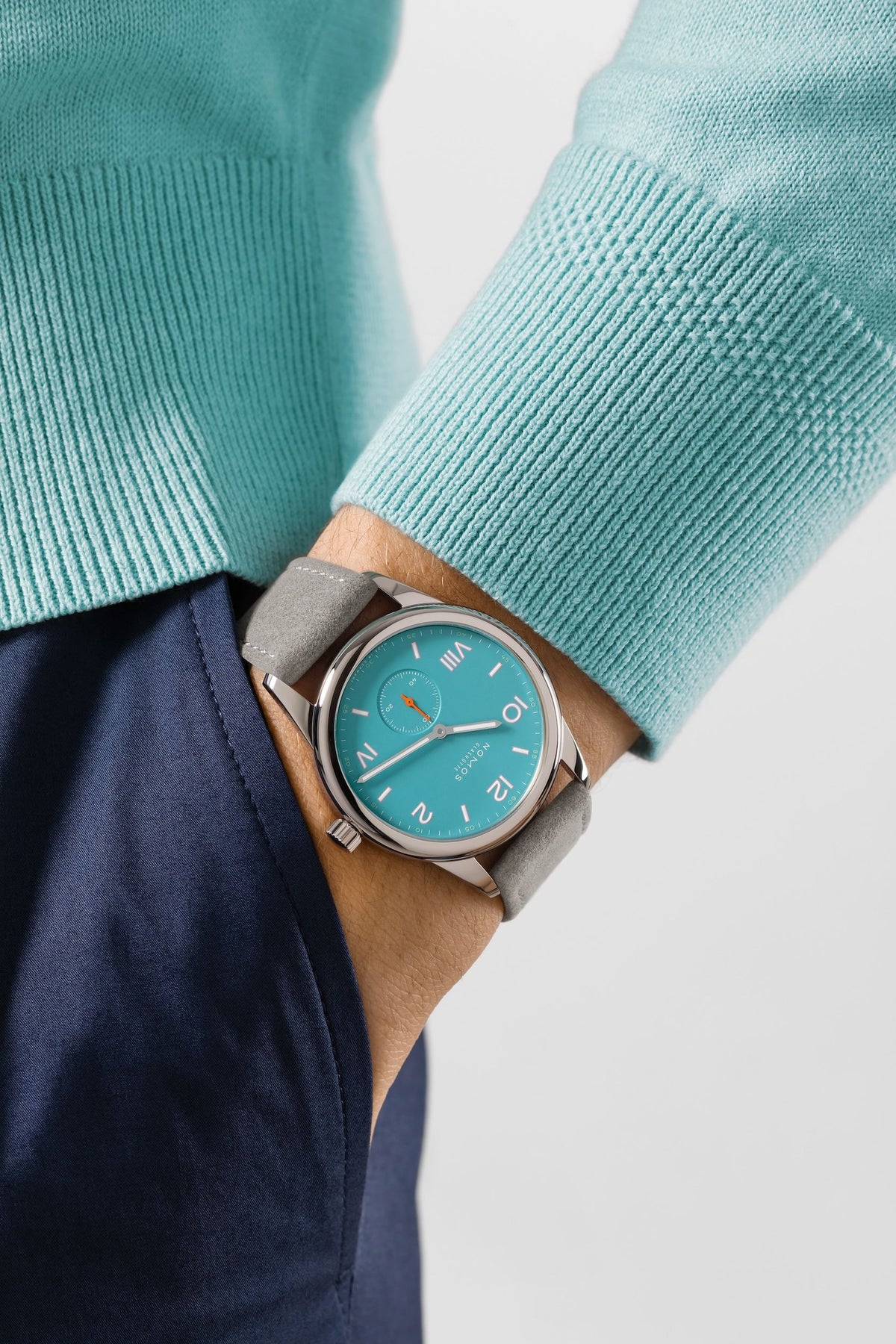 NOMOS Glashütte Club Campus 38 Endless Blue Manual Wind 38.5mm 724 model wrist shot
