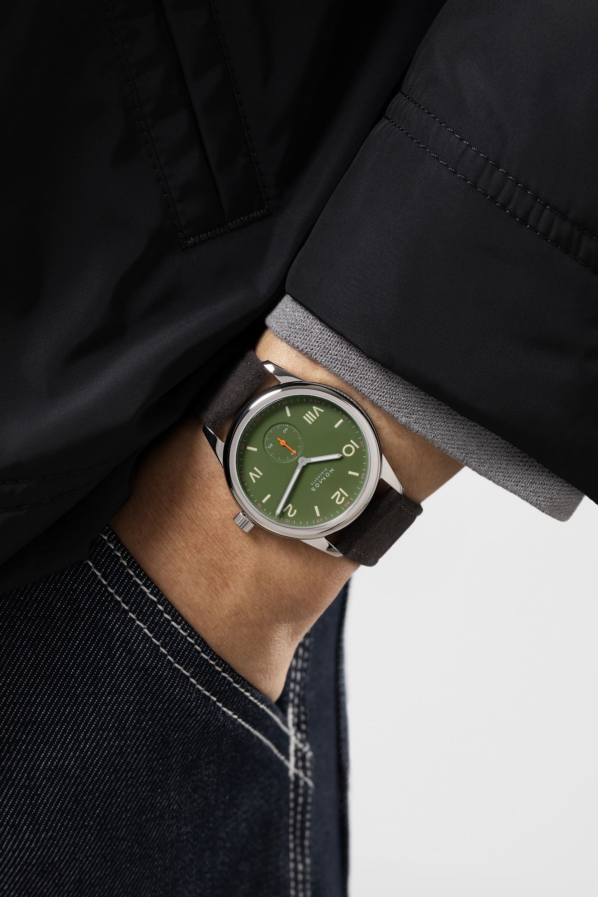 NOMOS Glashütte Club Campus 38 All Olive 38.5mm 739 model wrist shot 2