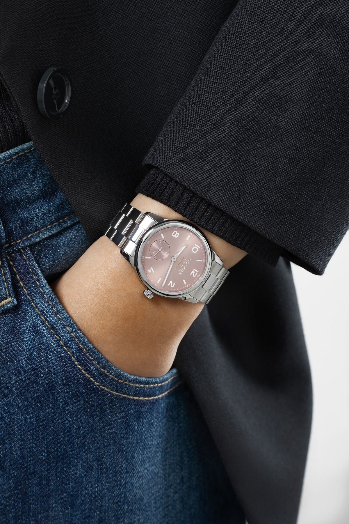 NOMOS Glashütte Club Sport Neomatik 34 Automatic Rose Pink 34mm 756 model wrist shot 2
