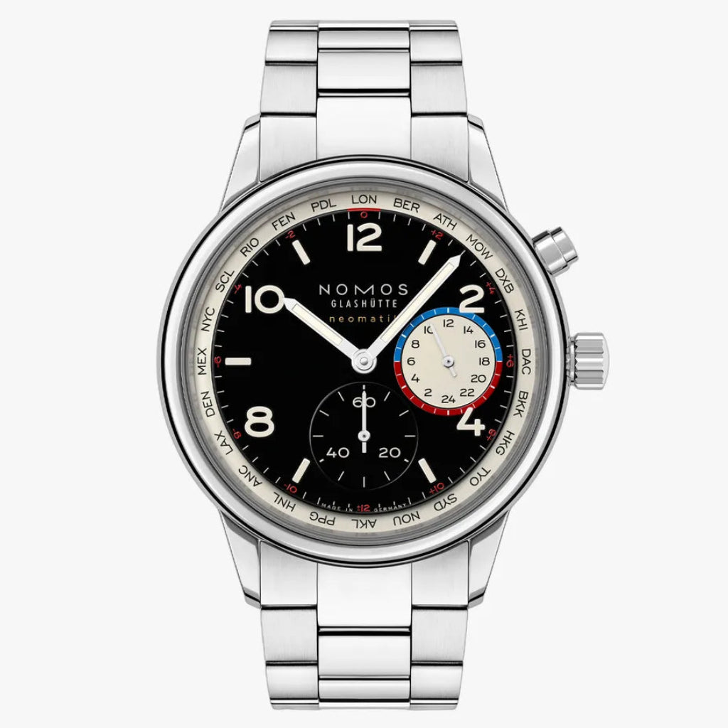 NOMOS Glashütte Club Sport Neomatik Worldtimer Dark 40mm 793 front view