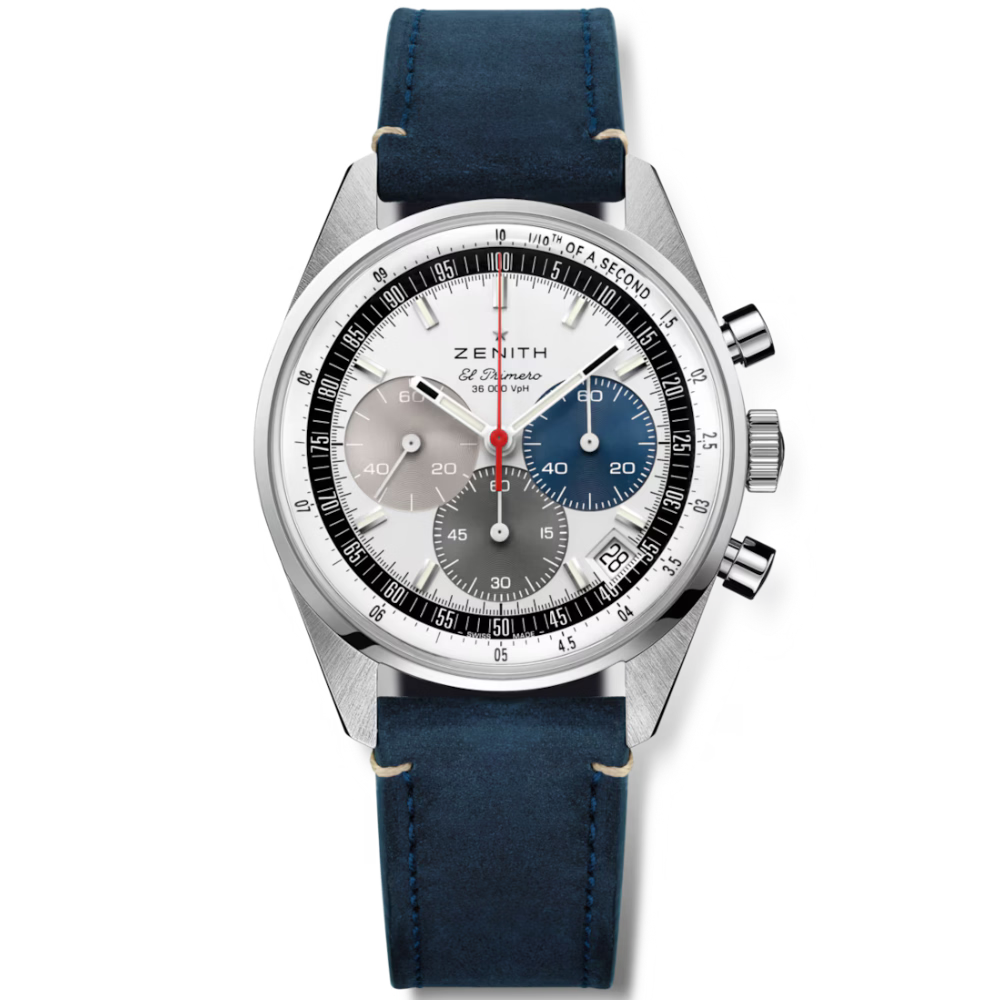 Zenith Chronomaster Original Blue Leather Strap 38mm 03.3200.3600/69.C902 front view