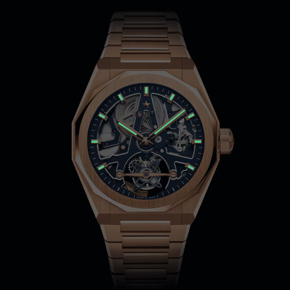 Zenith Limited Edition Defy Skyline Tourbillion Rose Gold 41mm 18.9300.3630/78.I001 luminous