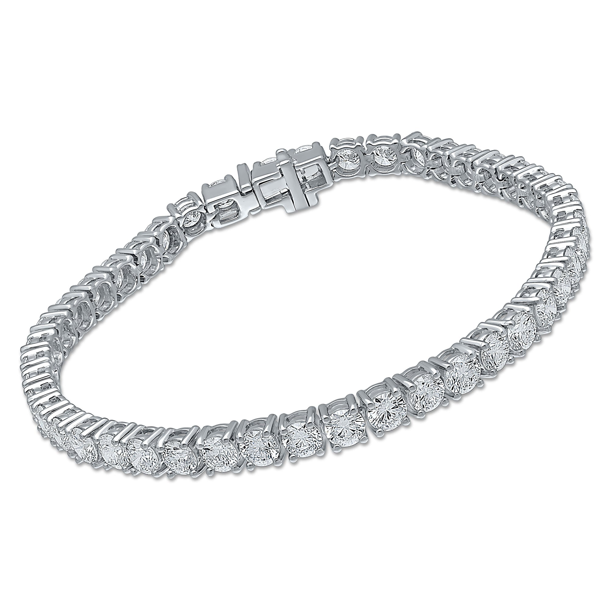 Certified Lab Grown Diamond Platinum 4 Prong Round Tennis Bracelet 10 ctw