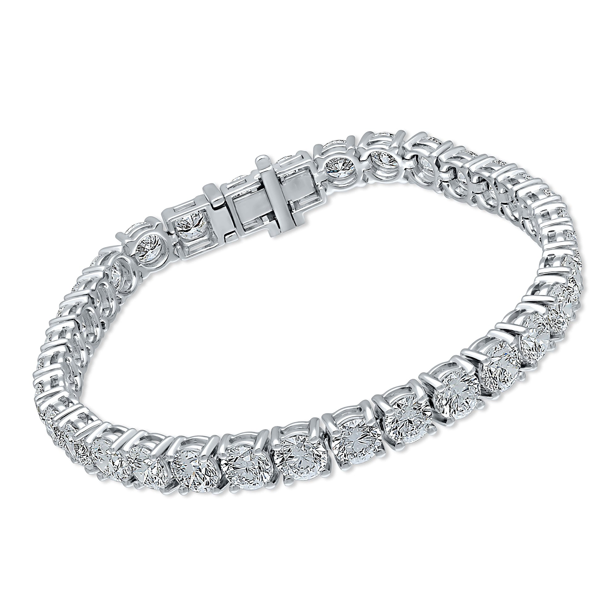 2ctw to 15ctw Platinum Certified Lab Grown Diamond 4 Prong Round Tennis Bracelet