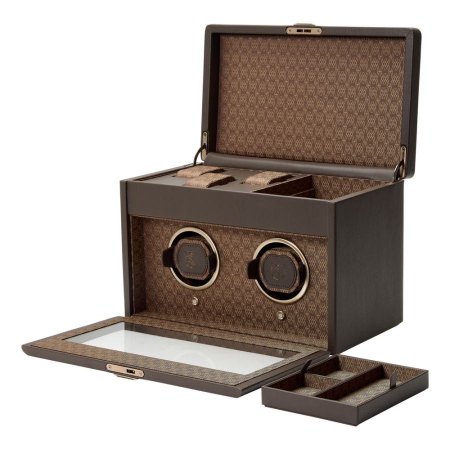 All Open View of Wolf 1834 Earth Double Watch Winder 190406