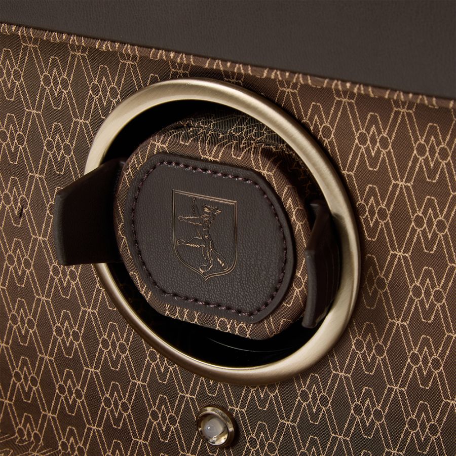 Close Logo View of Wolf 1834 Earth Double Watch Winder 190406
