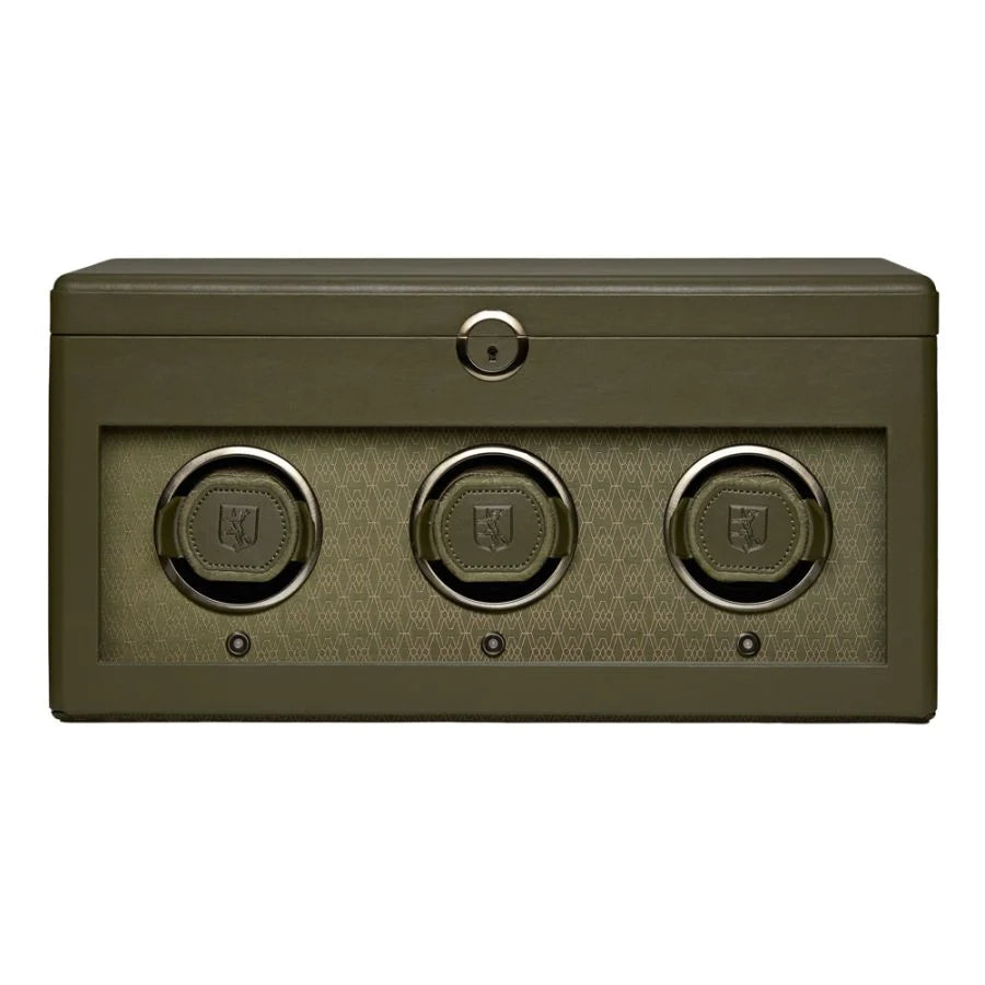 Front view of Wolf 1834 Earth Triple Watch Winder 190541