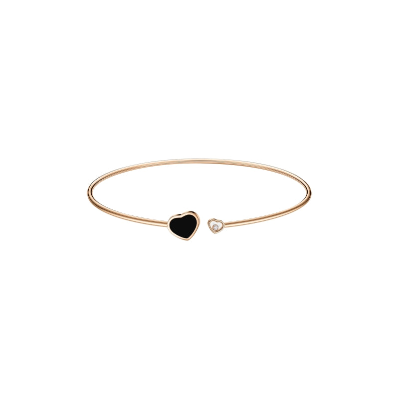 Full View OF Chopard Happy Hearts Choker, ethical rose gold, diamond, onyx.