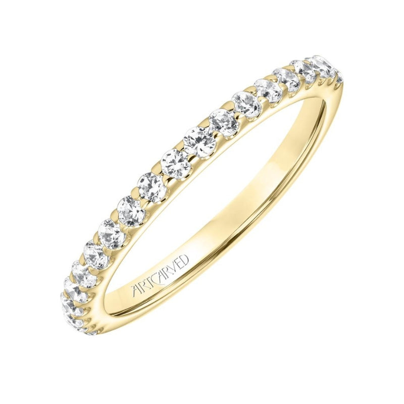 Side View Of Classic Halo Diamond Wedding Band.
