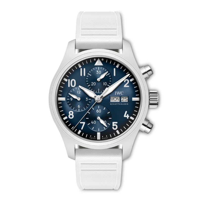 Front View Of IWC Pilot's Chronograph 41 Le Petit Prince Watch.