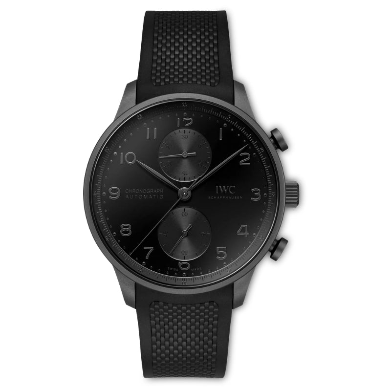 Front View Of IWC Portugieser Chronograph Ceratanium Watch.