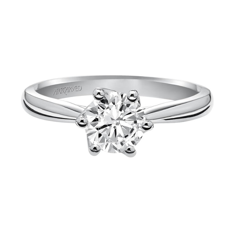 Front View Of Classic Solitaire Engagement Ring.