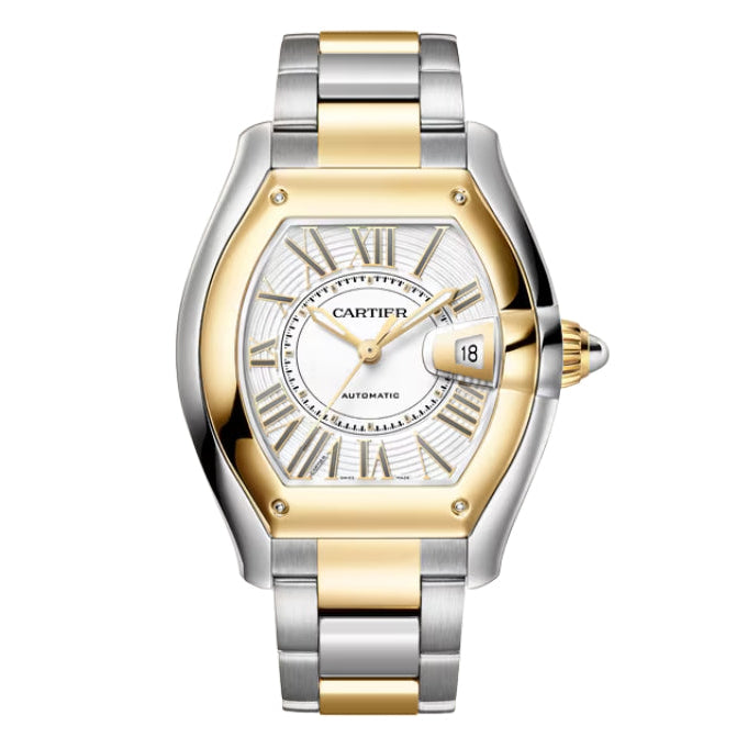 Front View Of Cartier Roadster Steel and Gold Watch.