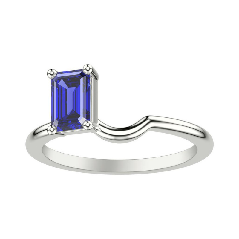 Front View Of Emerald Lab Grown Sapphire Toi Et Moi Ring Enhancer Ring.