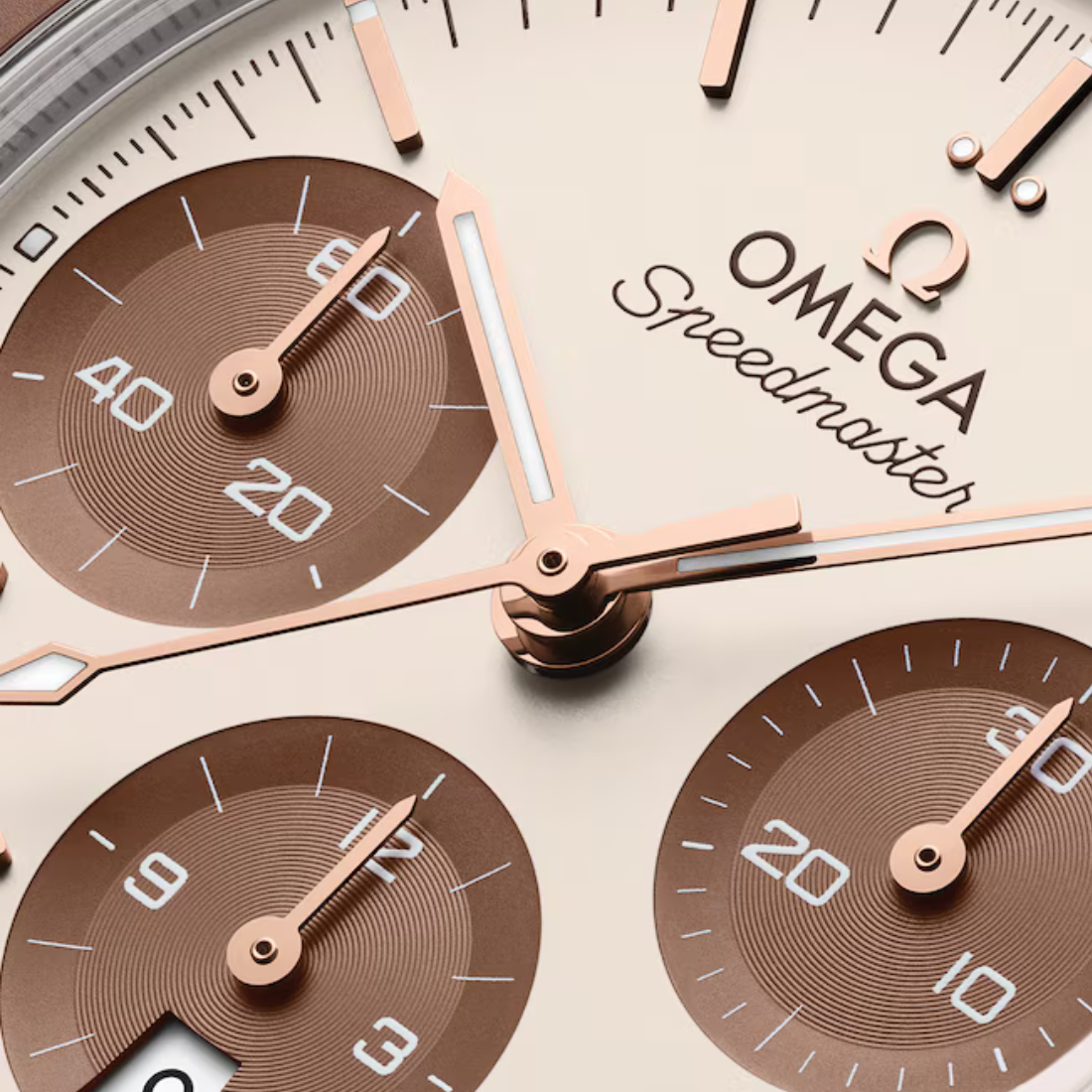 Close up view Omega Speedmaster 38mm 32420385002002