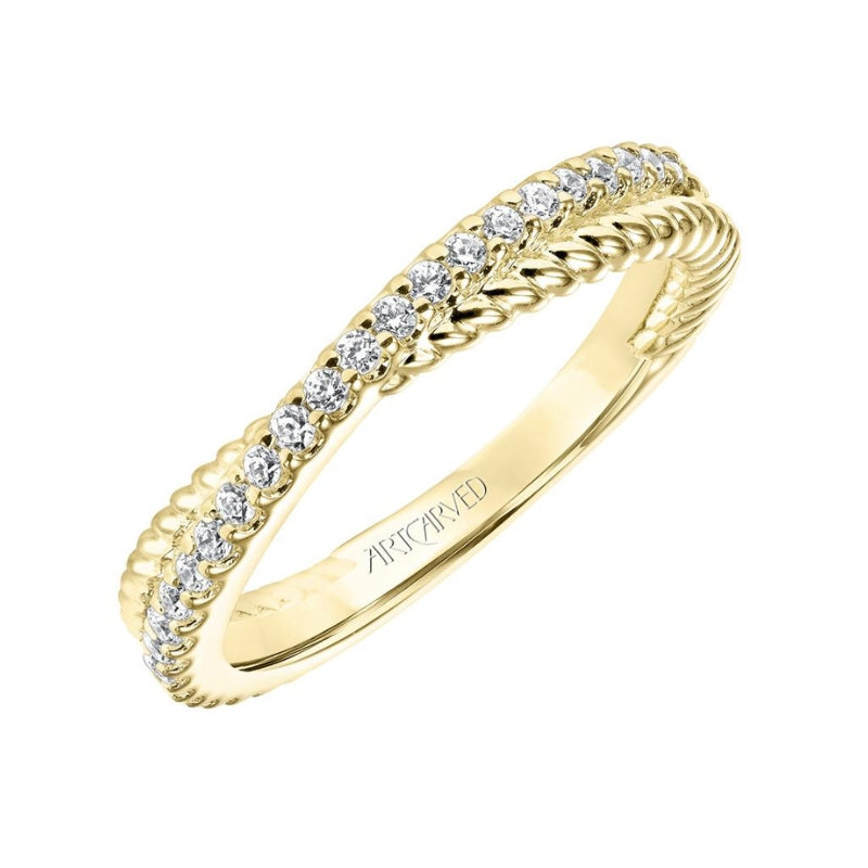 Tilted VIew Of Contemporary Stackable Fashion Anniversary Band.