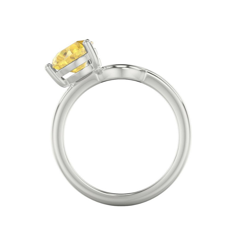 Side View Of Pear Lab Grown Yellow Diamond Toi Et Moi Ring Enhancer Ring.