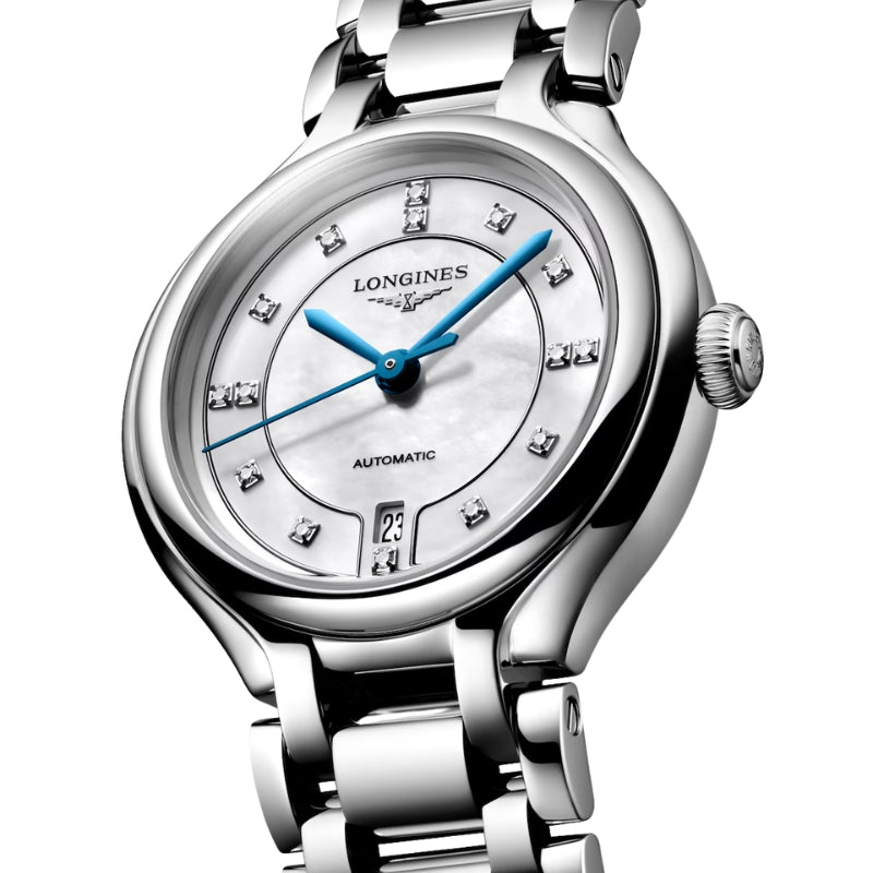Side View Of Longines PrimaLuna Automatic Steel 30mm L81234876.