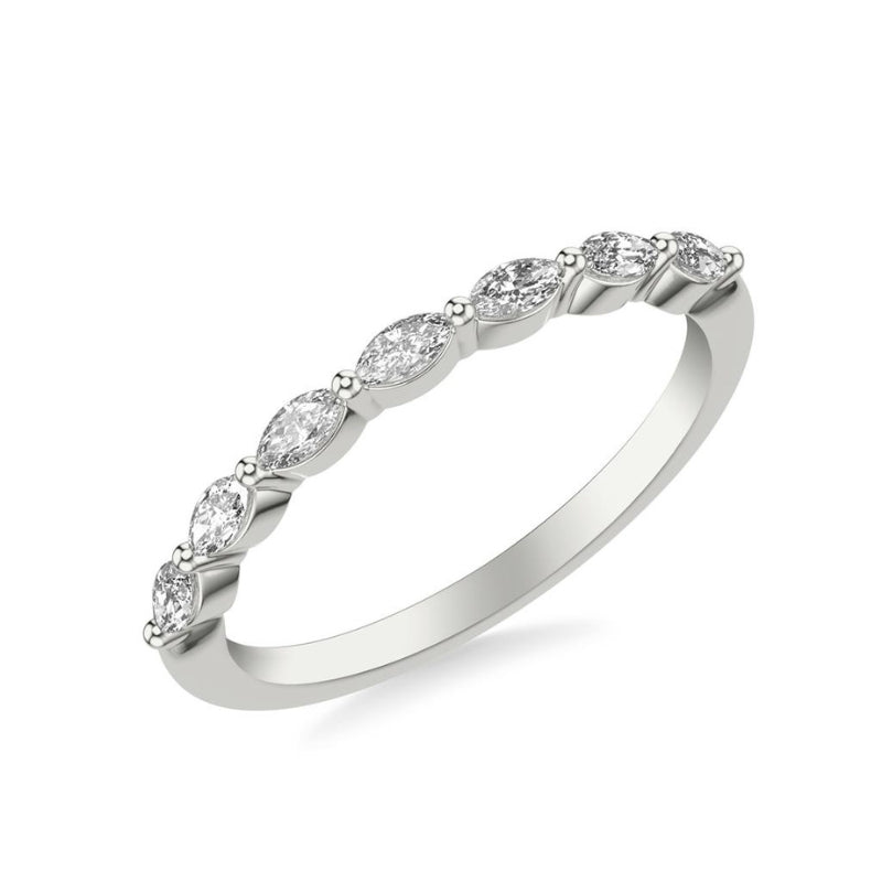 Tilted View Of Classic Diamond Wedding Band White.