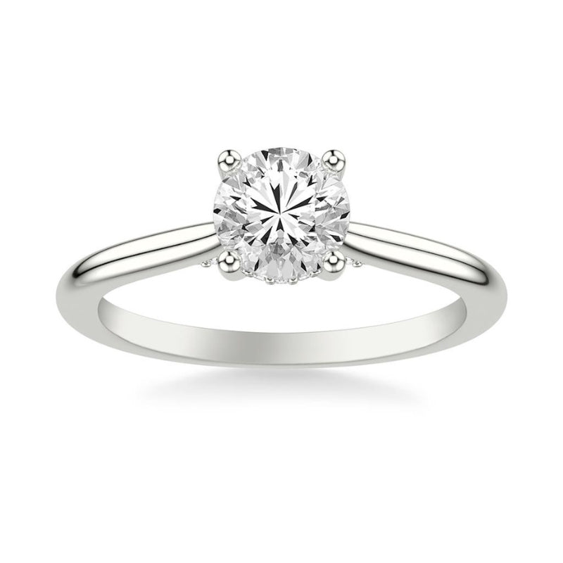 Round Classic Solitaire Engagement Ring with Hidden Diamond Halo