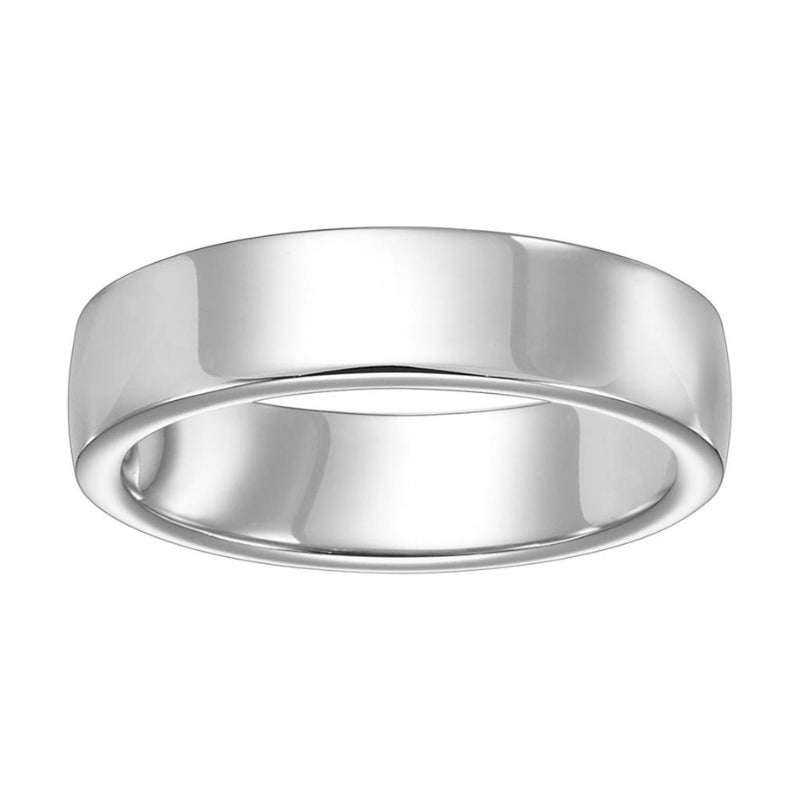 Front View Of Low Dome Roll Edge Carved Wedding Band.