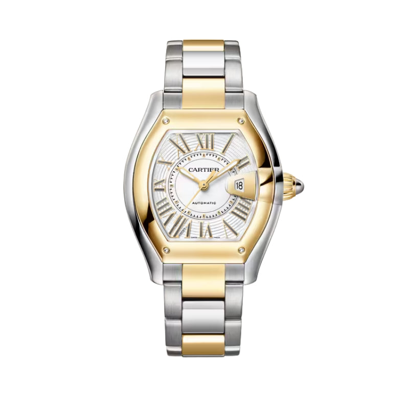 Front View Of Cartier Roadster Steel and Gold Watch.