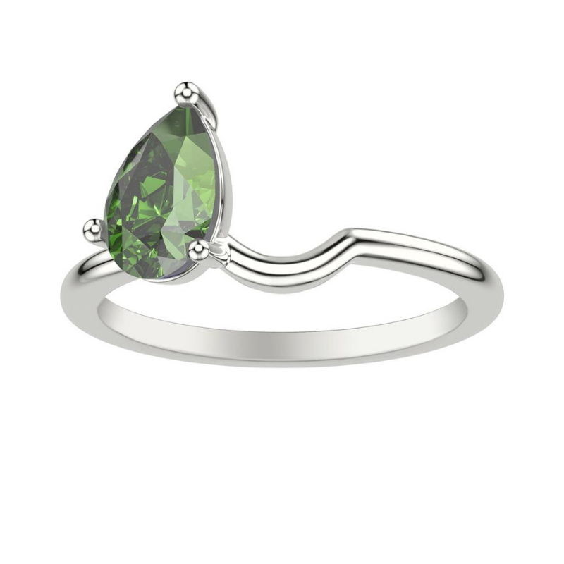 Front View Of Pear Lab Grown Emerald Toi Et Moi Ring Enhancer Ring.