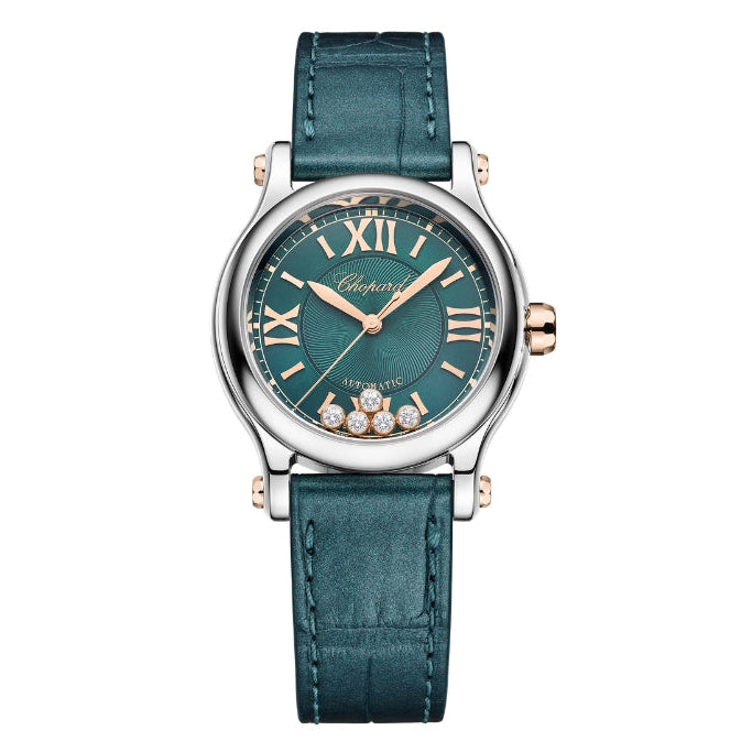 Front View Of Chopard Happy Sport Steel Watch.