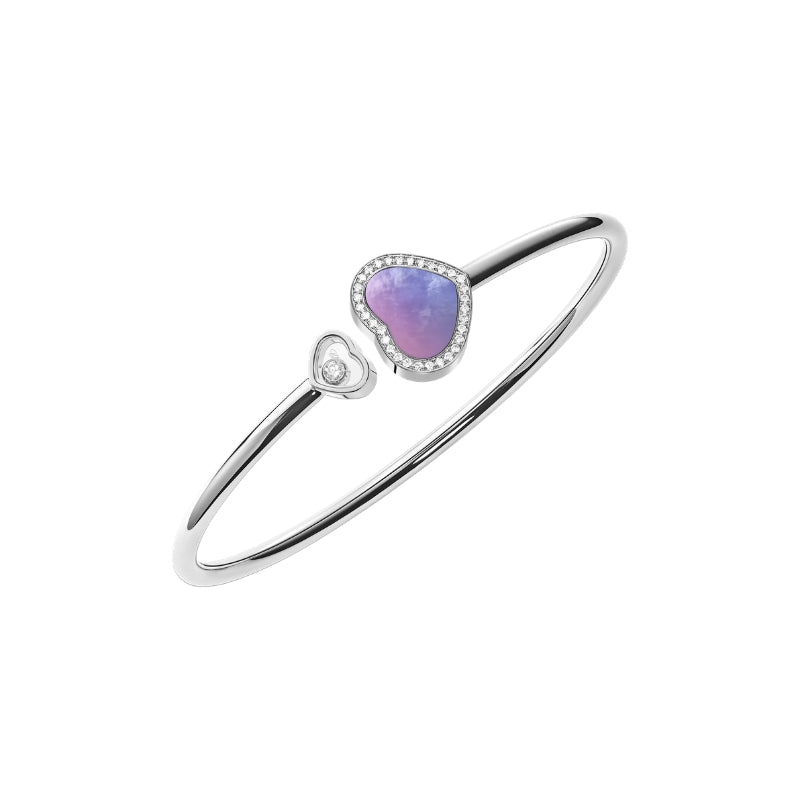 Chopard Happy Hearts Bangle, ethical white gold, diamonds, mother-of-pearl 85A074-1310
