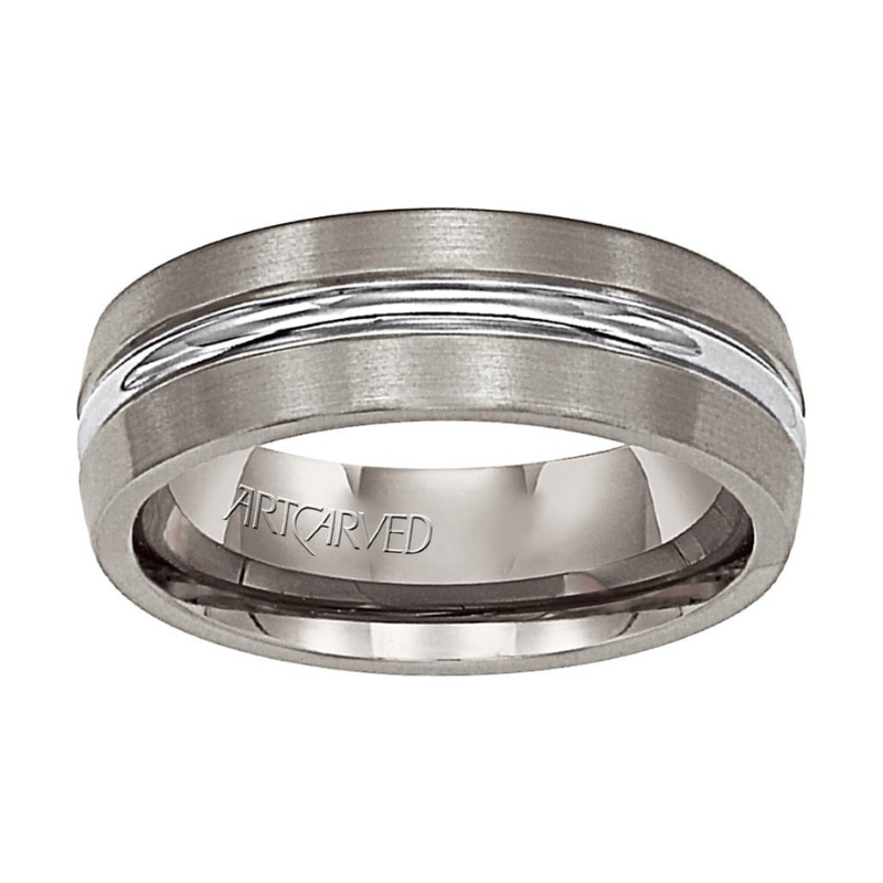 Front View Of 7MM CF TITANIUM WED RING.