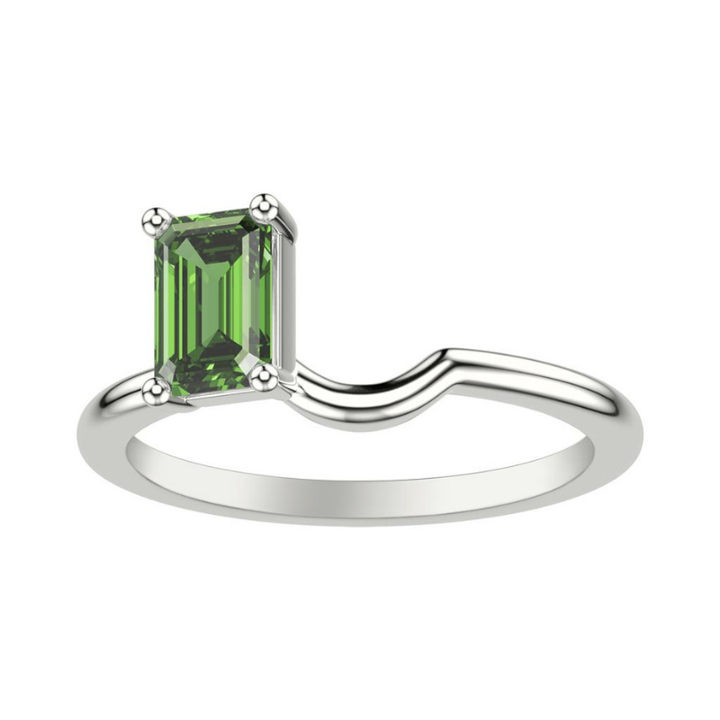 Front View Of Emerald Lab Grown Emerald Toi Et Moi Ring Enhancer Ring.