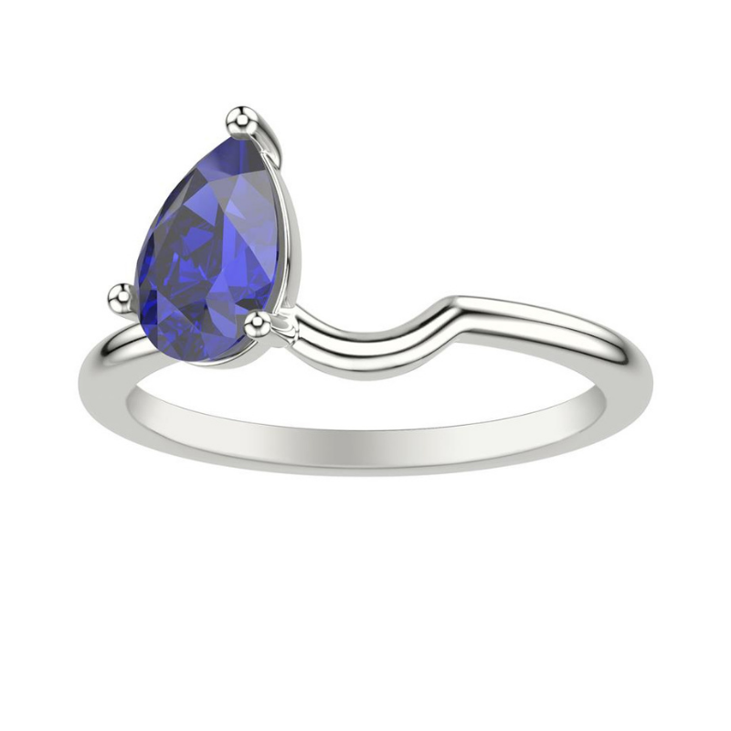 Front View Of Pear Lab Grown Sapphire Toi Et Moi Ring Enhancer Ring.