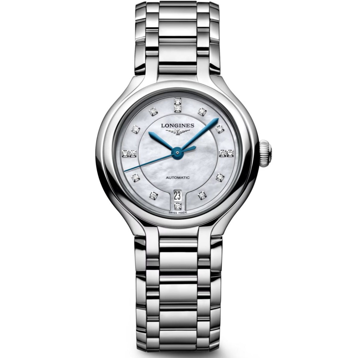 Longines Elegance PrimaLuna Mother of Pearl with Diamonds 30mm L81234876 front view