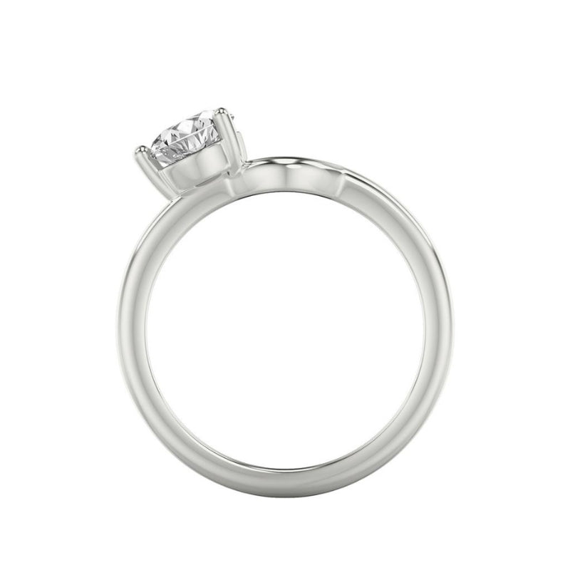 Side Tilted View Of Pear Lab Grown Diamond Toi Et Moi Ring Enhancer Ring.
