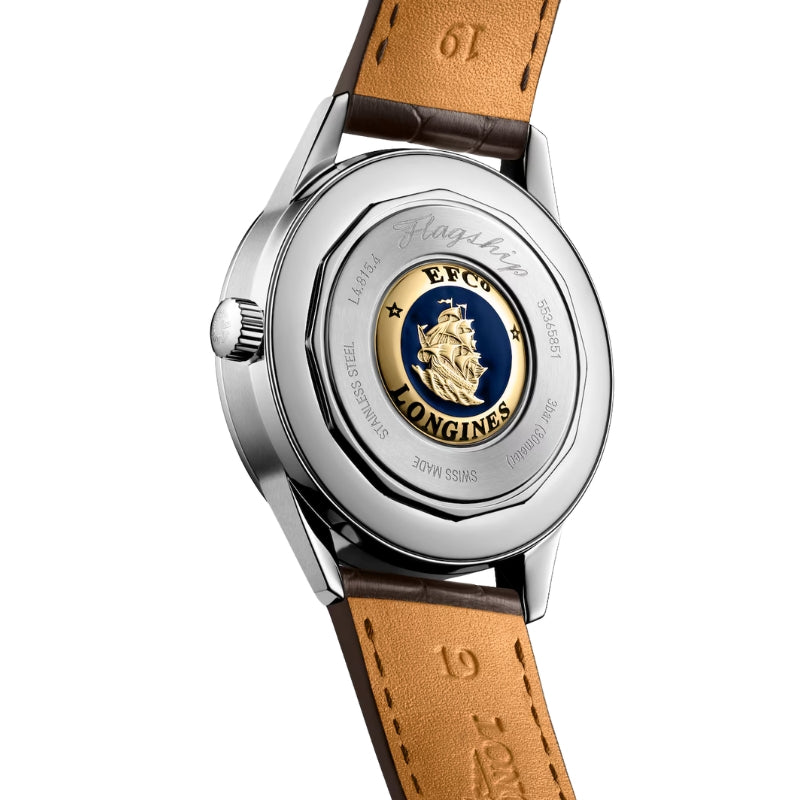 Back View Of Longines Flagship Heritage Moonphase 38.5mm.