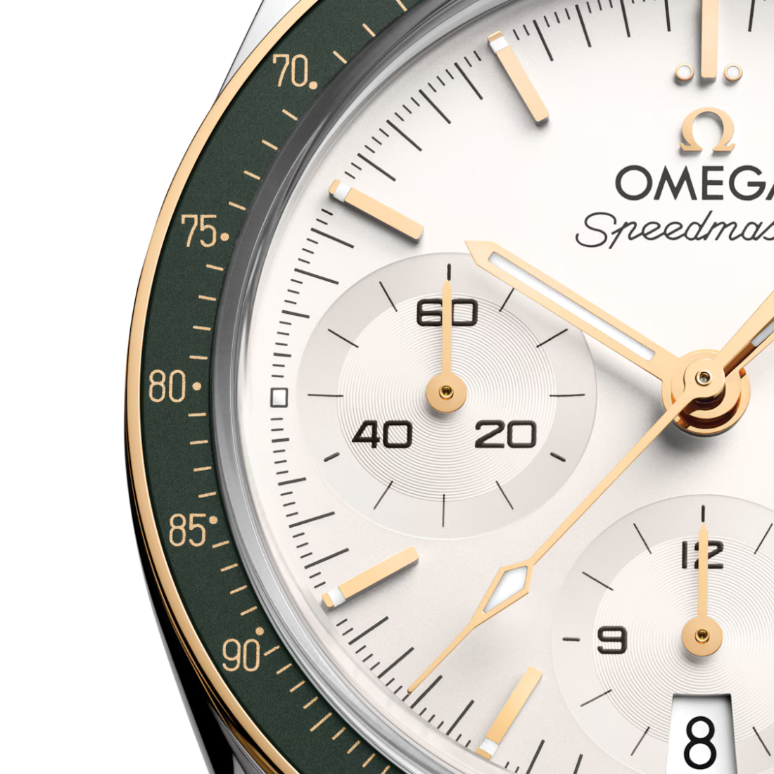 Front close up view of Omega Speedmaster 38mm 32420385002001