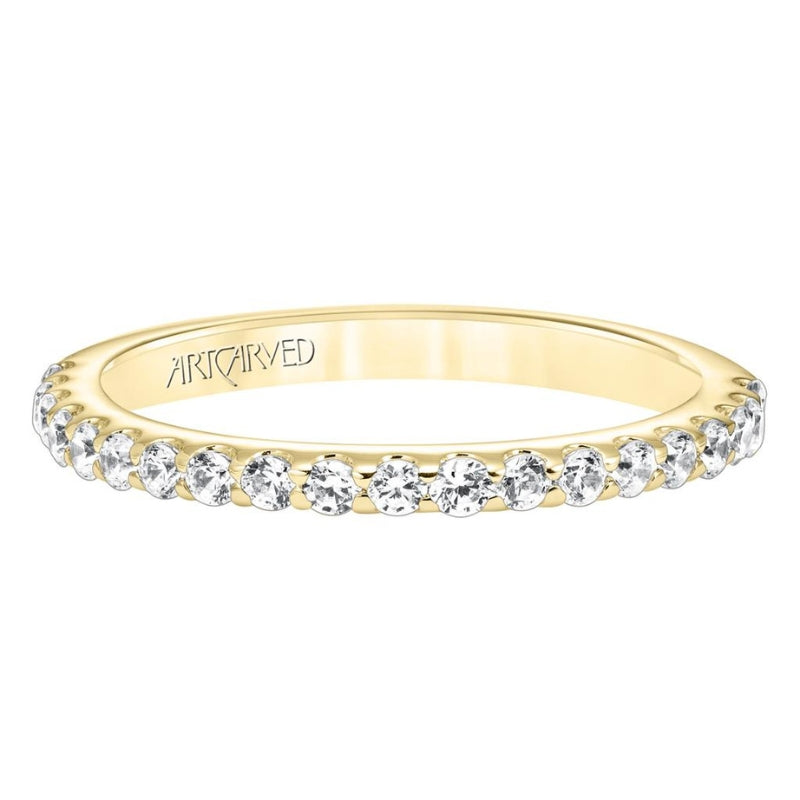 Front View Of Classic Halo Diamond Wedding Band.