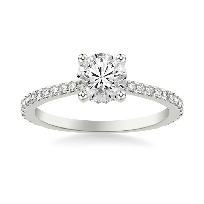 Front View Of Round Diamond Accented Bridge Band Setting.