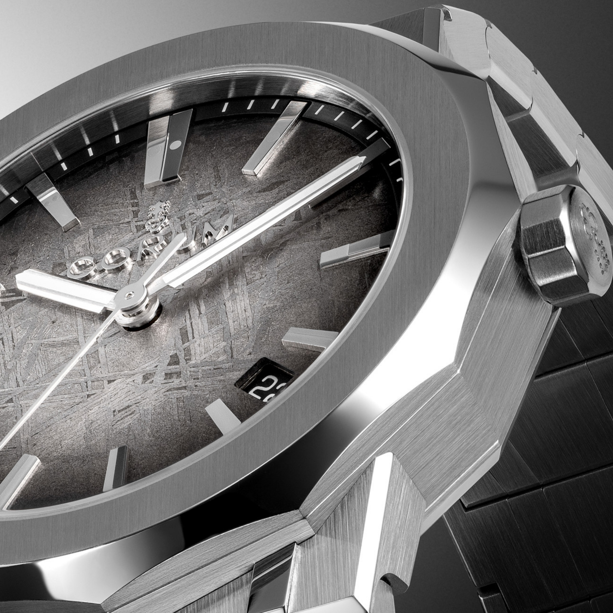Close Dial View of Corum Admiral 39mm Automatic Grey Meteorite A39.231.AG0.0G