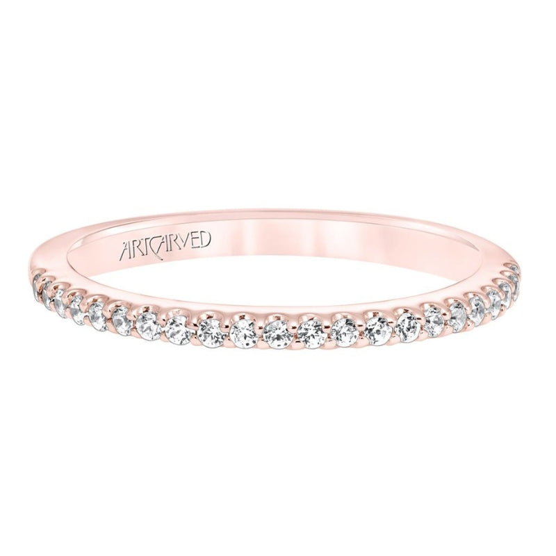 Front View Of Classic Halo Diamond Wedding Band.