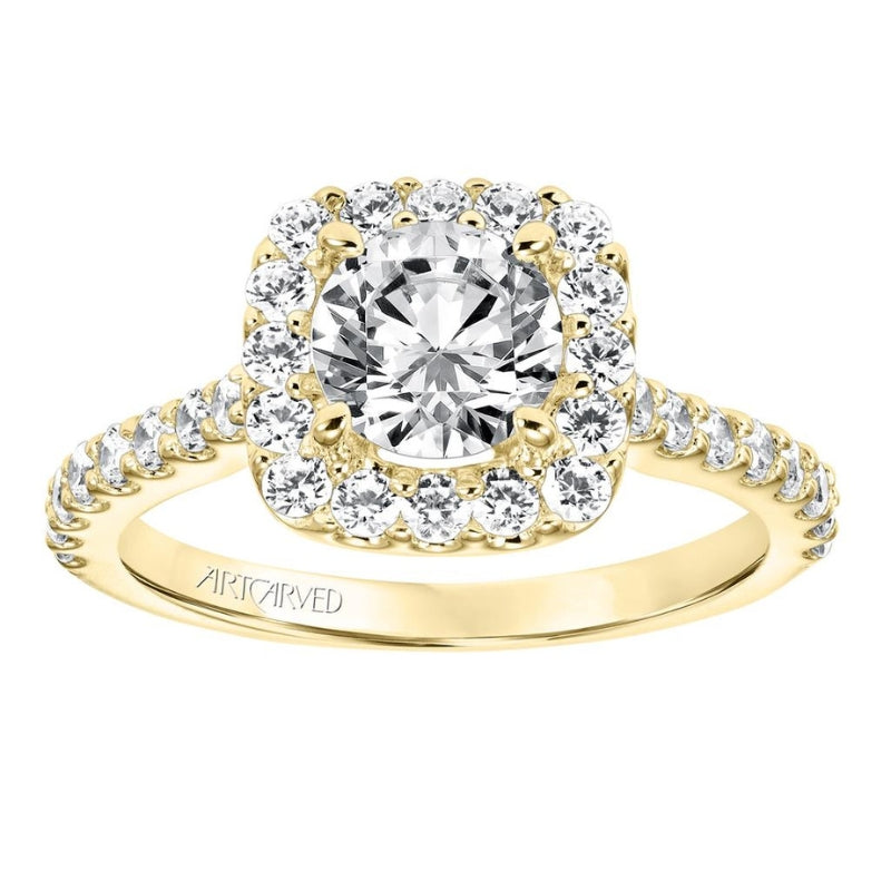 Front view of Classic Halo Engagement Ring.