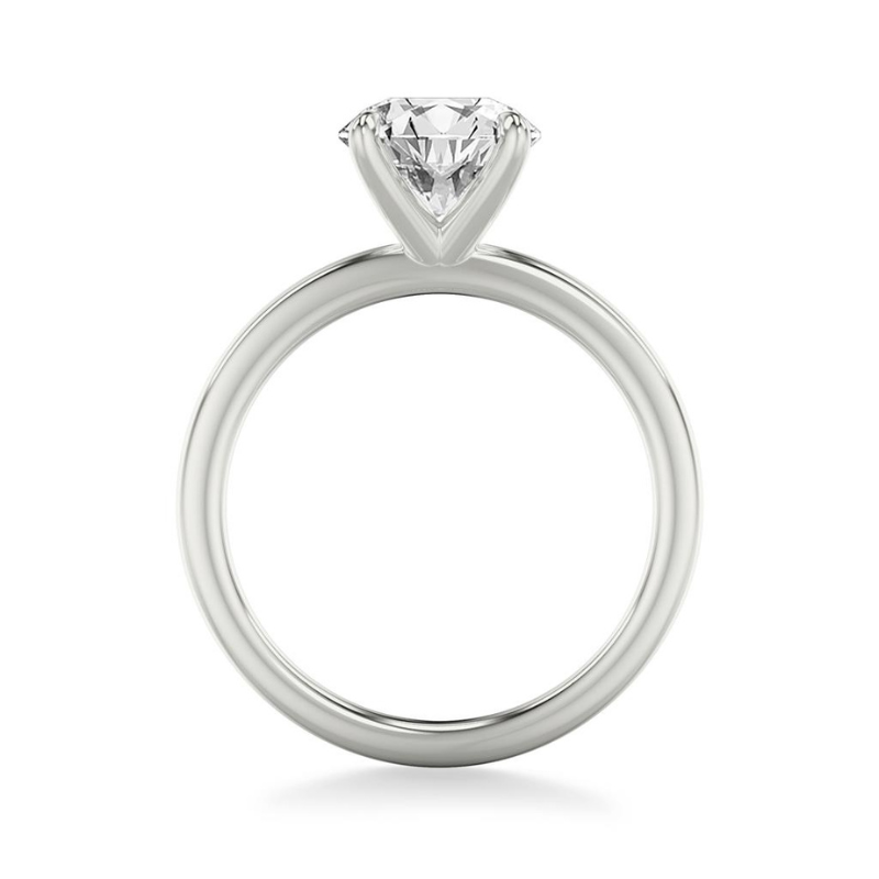 Side View Of Round Classic Solitaire Engagement Ring.