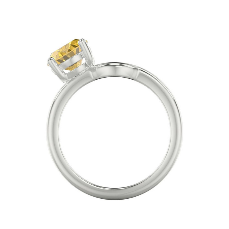 Side View Of Oval Lab Grown Yellow Diamond Toi Et Moi Ring Enhancer Ring.