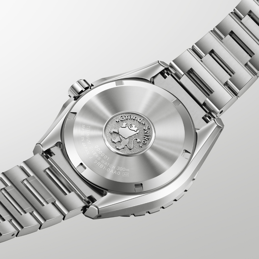 Caseback view of Grand Seiko Evolution 9 Spring Drive U.F.A. Ushio 300 Diver SLGB023